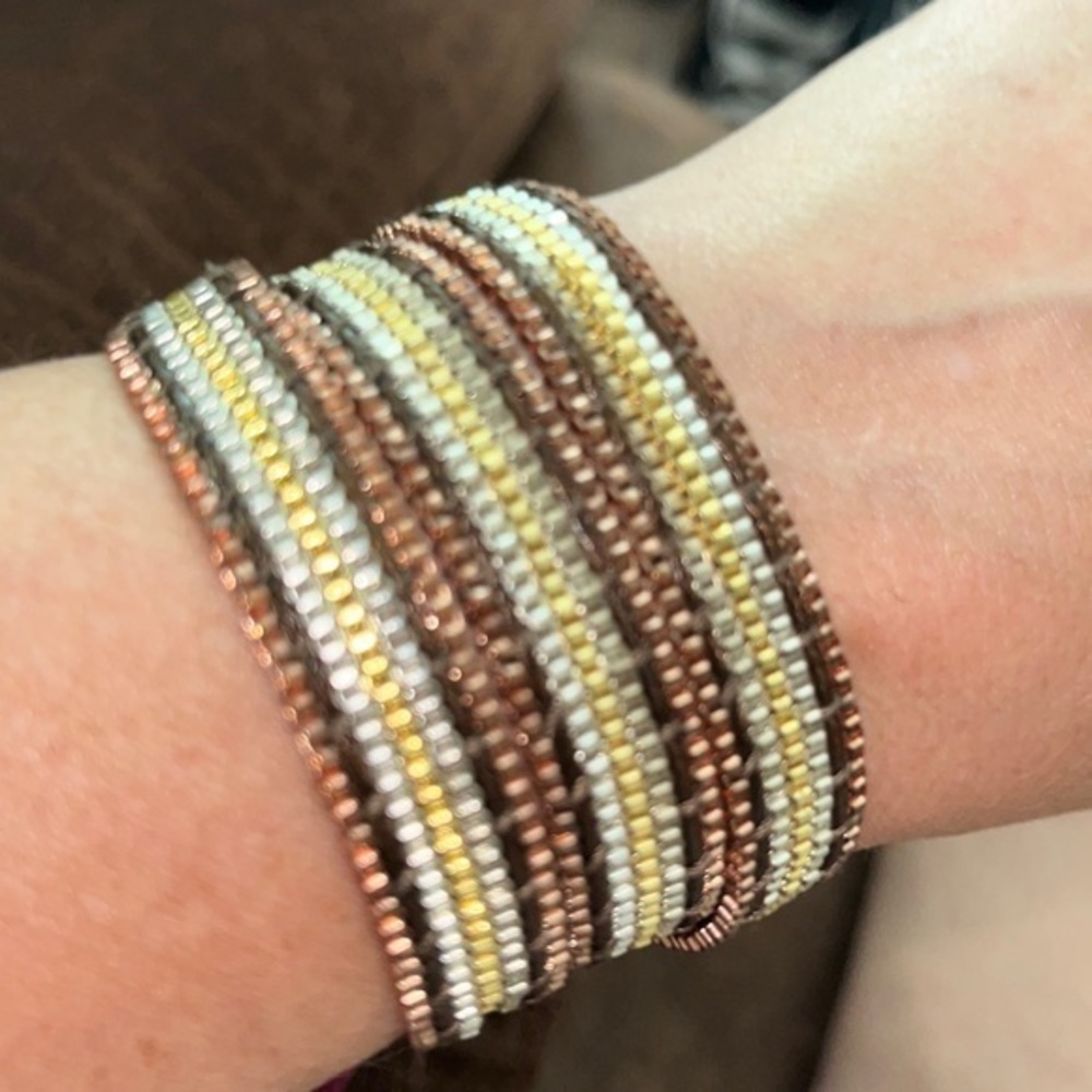 Gold and bronze metallic wrap bracelet
